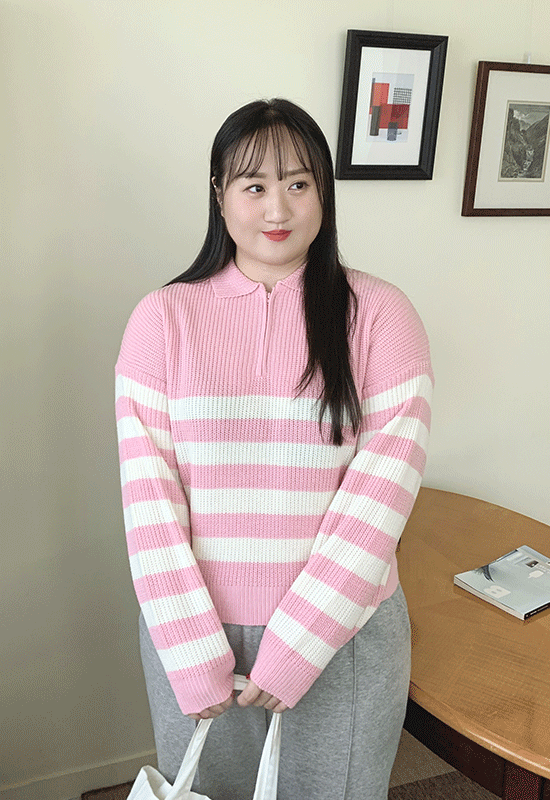 미래 반집업 stripe knit (5color)