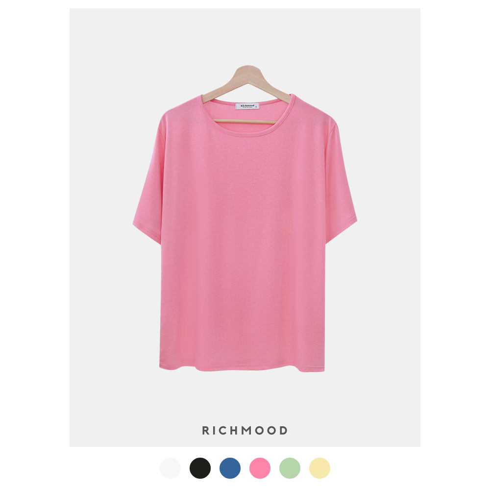 반팔 티셔츠 핑크 색상 이미지-S1L2
